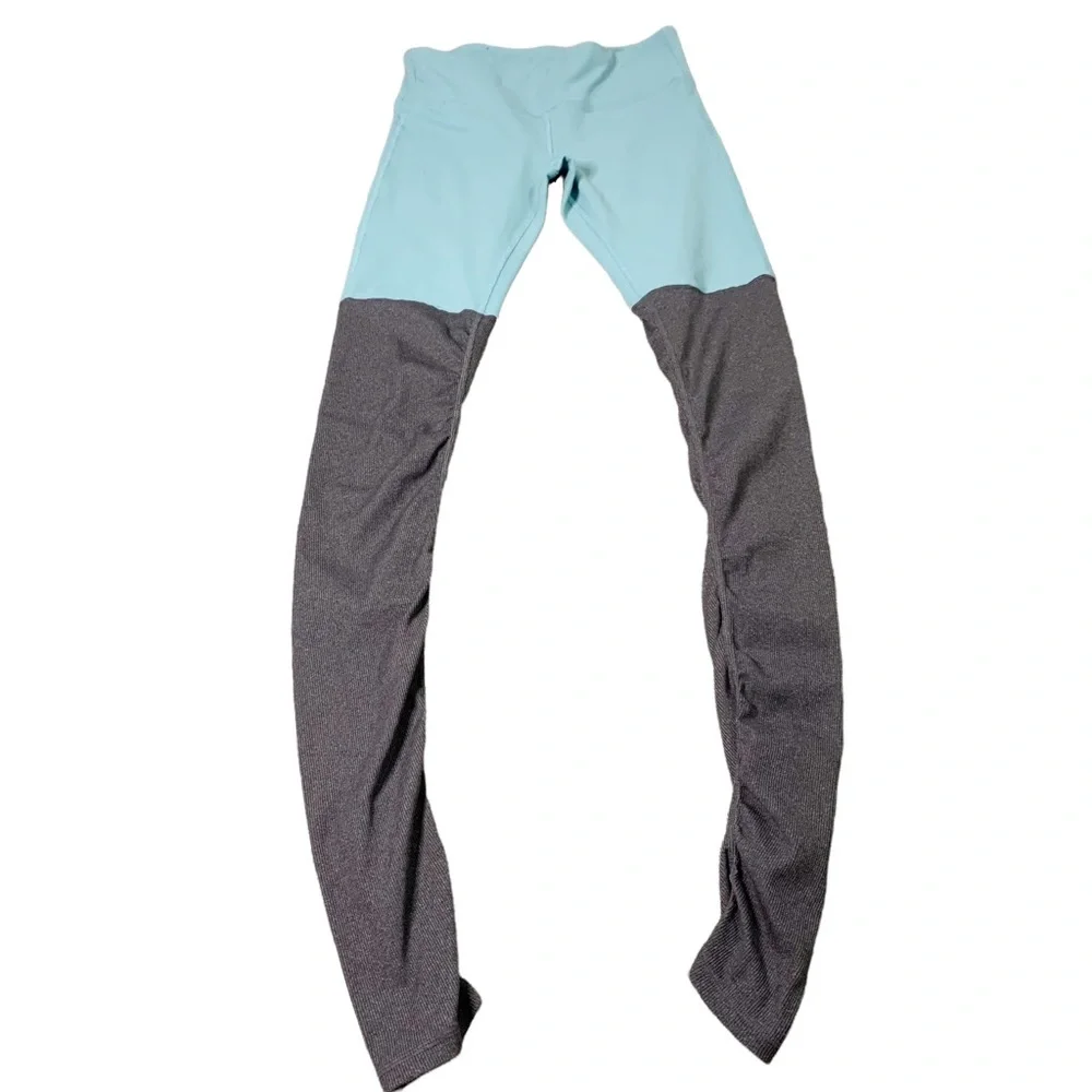 ALO Yoga Goddess Ribbed Leggings Turquoise and Gray Size M Women